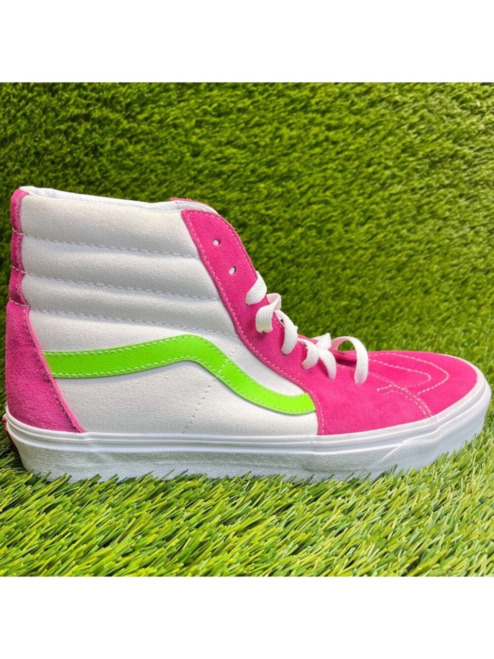 Vans Sk8-Hi Mens Size 9.5 Womens 11 Pink White Athletic Skate Shoes Sneakers
